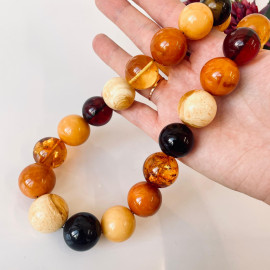 Multicolor Big Beads Baltic Amber Beaded Necklace