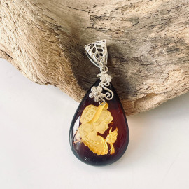 Premium Quality Genuine Baltic Amber Donut Pendant in Yellow Tiger