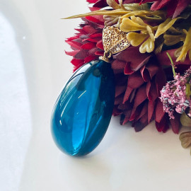 Clear Blue Amber Pendant, Royal Blue Amber