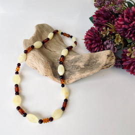 Amber Necklace Red Color Amber Round Beads Necklace