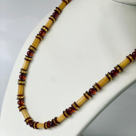 Multicolor Baltic Amber Necklace thiny round beads unique design