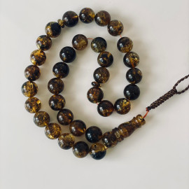 Green Amber 99 Round Beads 9mm Misbaha Islamic...