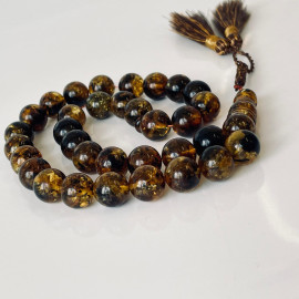 Green Amber 99 Round Beads 9mm Misbaha Islamic Prayer