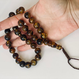 Green Amber 99 Round Beads 9mm Misbaha Islamic Prayer