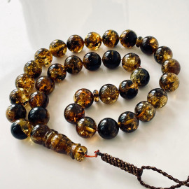 Green Amber 99 Round Beads 9mm Misbaha Islamic Prayer