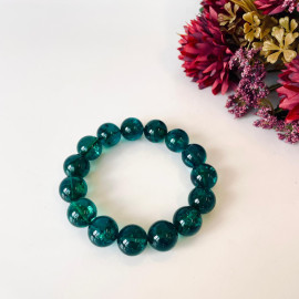Turquoise/Teal Color Amber Bracelet, Handmade