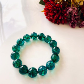Turquoise/Teal Color Amber Bracelet, Handmade