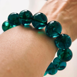 Turquoise/Teal Color Amber Bracelet, Handmade