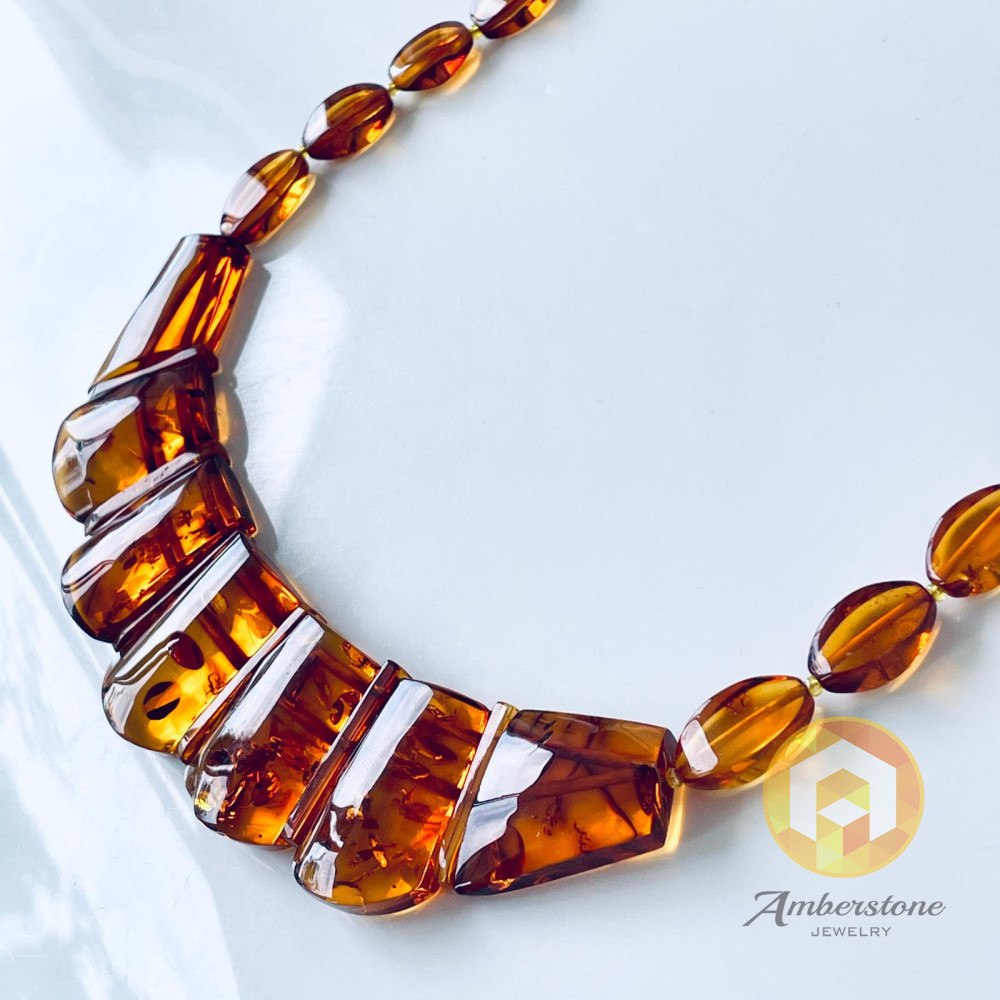 🎥 Baltic Amber Necklace Gold Cognac Amber, Cleopatra Necklace