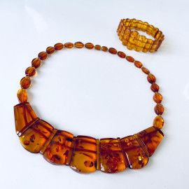 White Baltic Amber Beads Necklace White Amber Barrel Beaded necklace