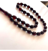 Cherry Baltic Amber Islamic Prayer, Deep Red Amber, Olive Amber Beads