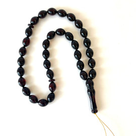 🎥 Cherry Baltic Amber Islamic Prayer, Deep Red Amber, Olive Amber Beads