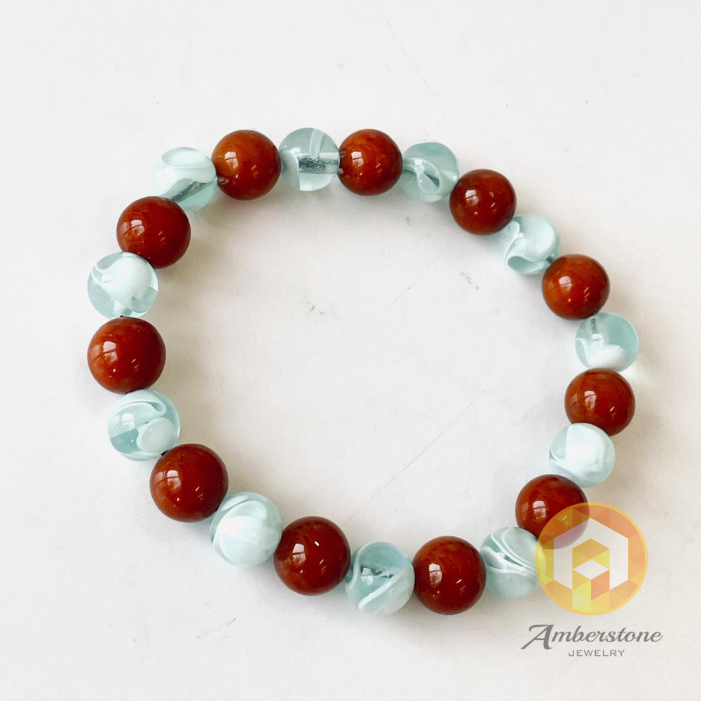 سوار عنبر البلطيق الأصلي المصنوع يدويًا عالي الجودة باللون الليموني الشفاف