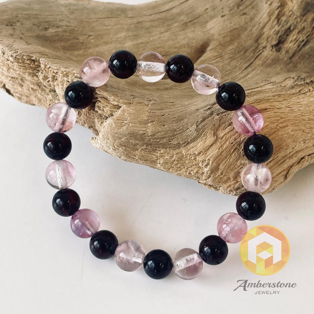 سوار عنبر البلطيق الأصلي المصنوع يدويًا عالي الجودة باللون الليموني الشفاف