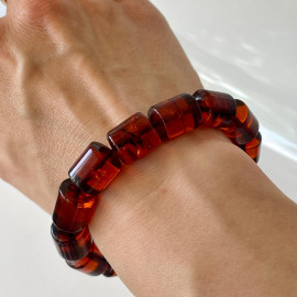 سوار عنبر البلطيق الأصلي المصنوع يدويًا عالي الجودة باللون الليموني الشفاف