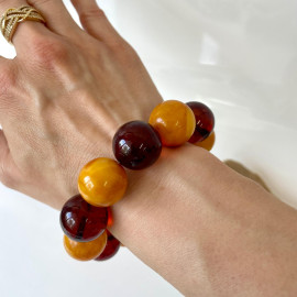 Cherry and Butterscotch Amber Beaded Bracelet