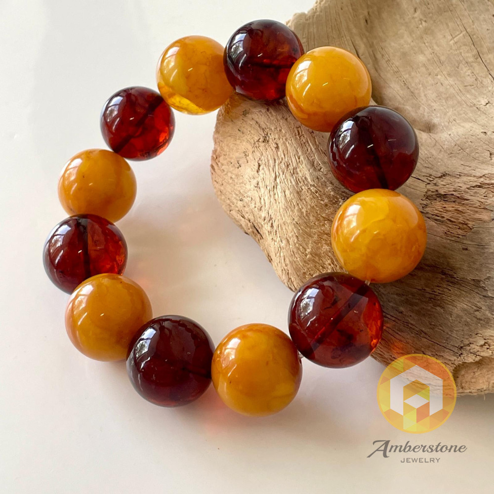 Cherry and Butterscotch Amber Beaded Bracelet Cherry and Butterscotch Amber Beaded Bracelet