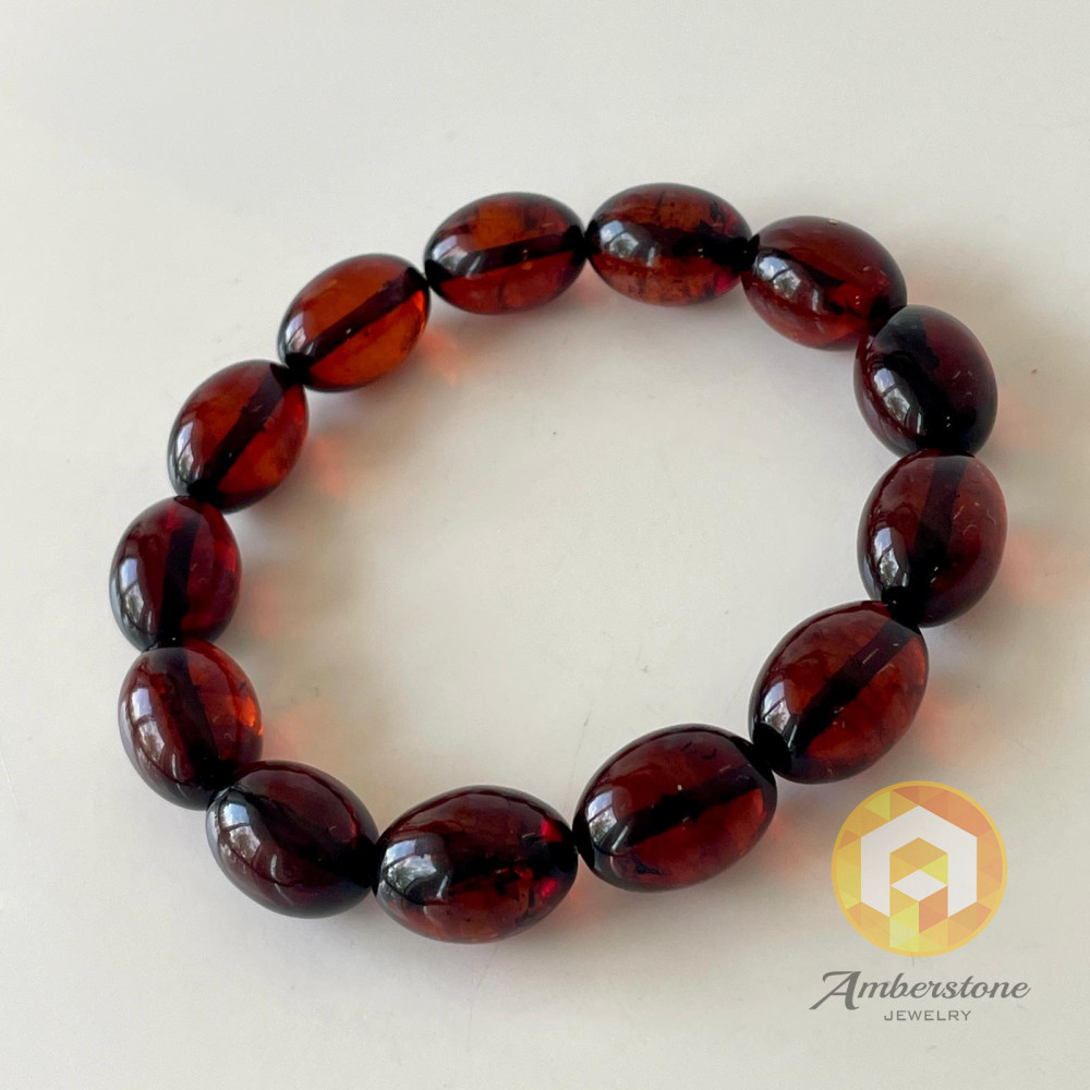 سوار عنبر البلطيق الأصلي المصنوع يدويًا عالي الجودة باللون الليموني الشفاف