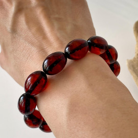 سوار عنبر البلطيق الأصلي المصنوع يدويًا عالي الجودة باللون الليموني الشفاف