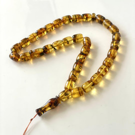 Green Natural Amber Islamic Prayer beads 12*14mm