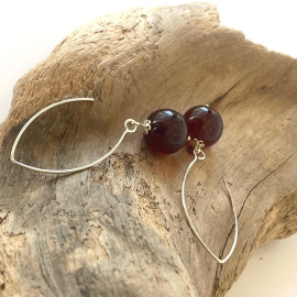 Cherry Amber Earrings and 925 Silver, V Shape Earring Hooks