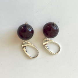 Cherry Amber Earrings and 925 Silver