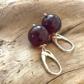 Cherry Amber Earrings and 925 Silver