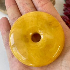 Unique Baltic Amber Pendant Yellow Donut