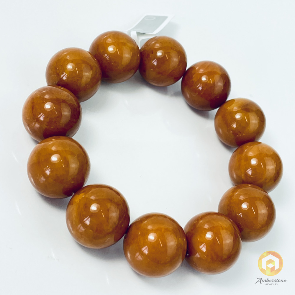 Vintage Brown Amber Bracelet Round Beads
