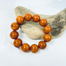 Vintage Brown Amber Bracelet Round Beads