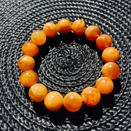 🎥 Orange Tiger, Natural Baltic Amber Beaded Bracelet
