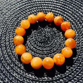 🎥 Orange Tiger, Natural Baltic Amber Beaded Bracelet