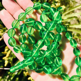 Baltic Amber Green Round Beads Rosary made of one stone 99 beads 21.4 grams