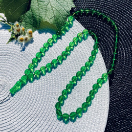 Baltic Amber Green Round Beads Rosary made of one stone 99 beads 21.4 grams