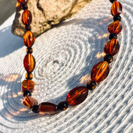 Gold Cognac Amber Necklace