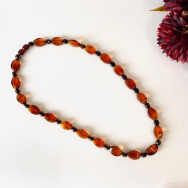 Gold Cognac Amber Necklace