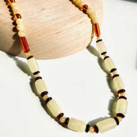 White and Cognac Baltic Amber Necklace