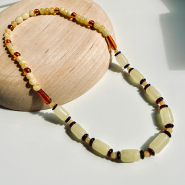 🎥 White and Cognac Baltic Amber Necklace