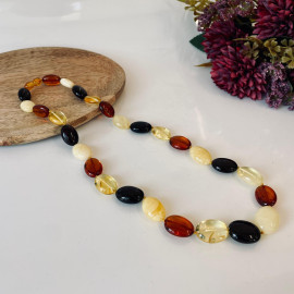 Multicolor Baltic Amber Necklace, Colorful Amber Necklace