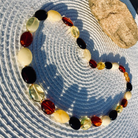 Multicolor Baltic Amber Necklace, Colorful Amber Necklace