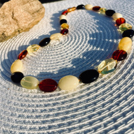 Multicolor Baltic Amber Necklace, Colorful Amber Necklace