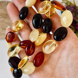 🎥 Multicolor Baltic Amber Necklace, Colorful Amber Necklace