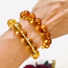 Faceted Yellow Color Genuine Baltic Amber