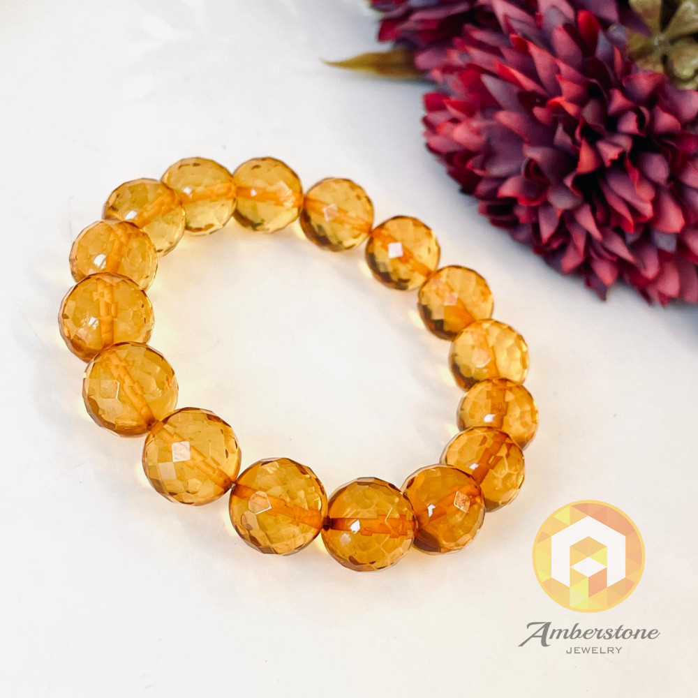 Faceted Yellow Color Genuine Baltic Amber