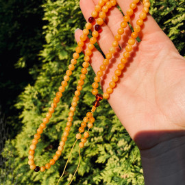 Milky White Color Baltic Amber Mala Rosary Buddhist Mila Beads 47 g 9 mm Prayer
