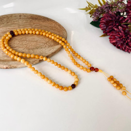 Milky White Color Baltic Amber Mala Rosary Buddhist Mila Beads 47 g 9 mm Prayer