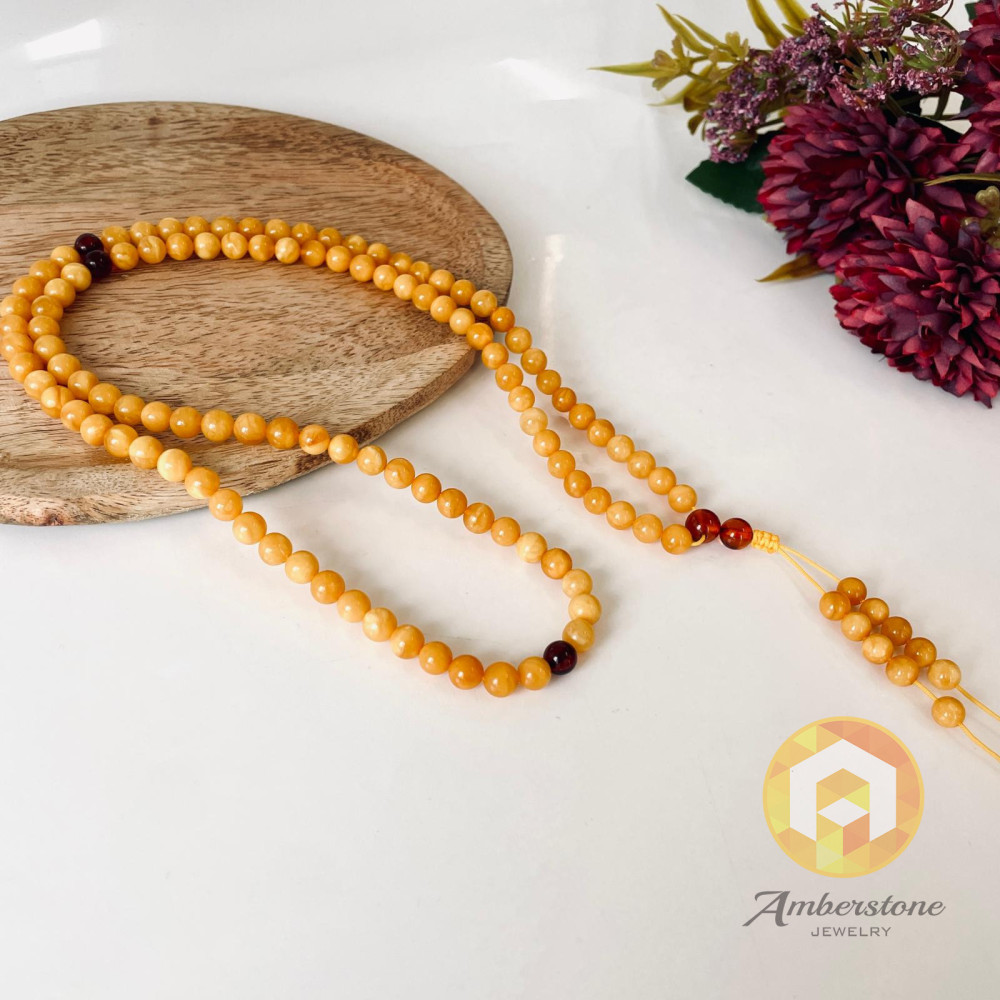 Egg Yolk Baltic Amber Mala Rosary Buddhist Mila Beads