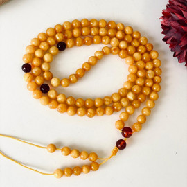 Milky White Color Baltic Amber Mala Rosary Buddhist Mila Beads 47 g 9 mm Prayer