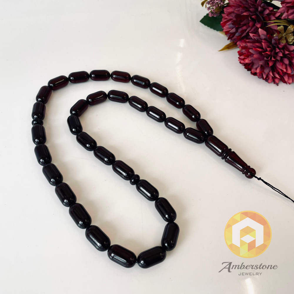 Cherry Amber Rosary, Natural Amber Tasbih