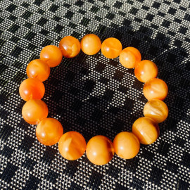 Orange Round Amber Bracelet, Premium Quality Natural Baltic Amber